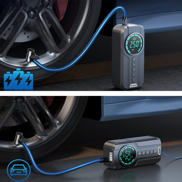 ⁦ضاغط هواء محمول لنفخ الاطارات - Portable air compressor to inflate tires⁩ - الصورة ⁦2⁩